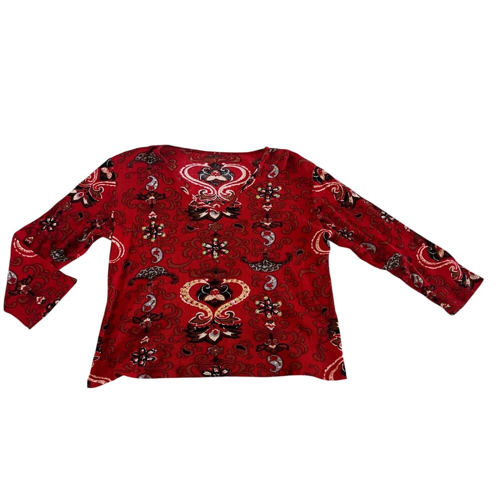 Y2K 2000s Red Graphic Beaded Baby T Grunge Punk XXL